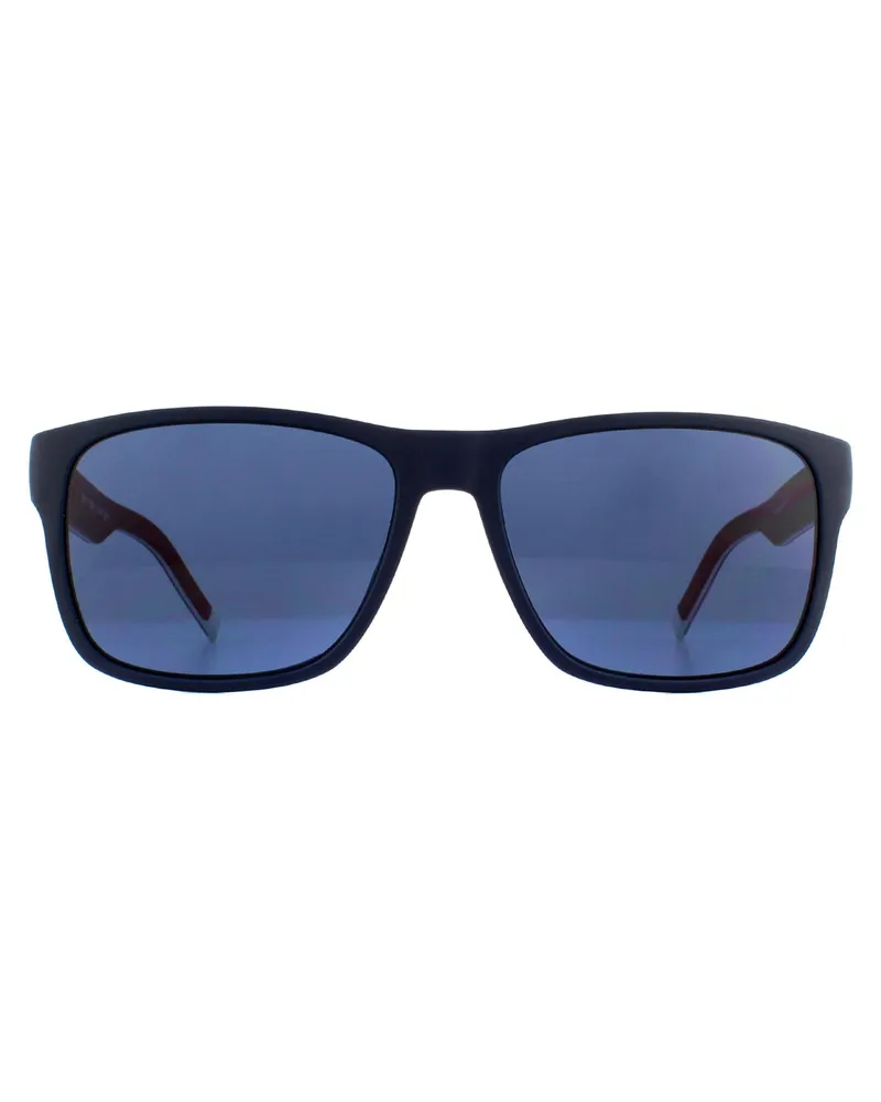 Tommy Hilfiger Rectangle Mens Black Red White Blue Avio Sonnenbrillen Schwarz