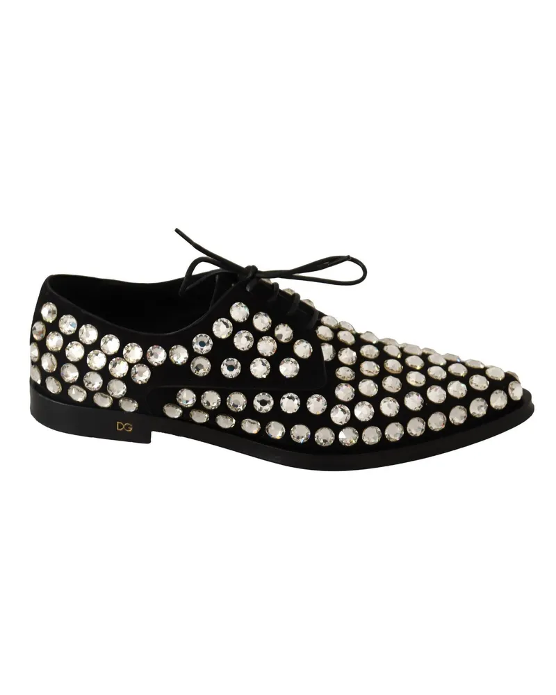 Dolce & Gabbana Kristall Wildleder Oxford-Schuhe Schwarz