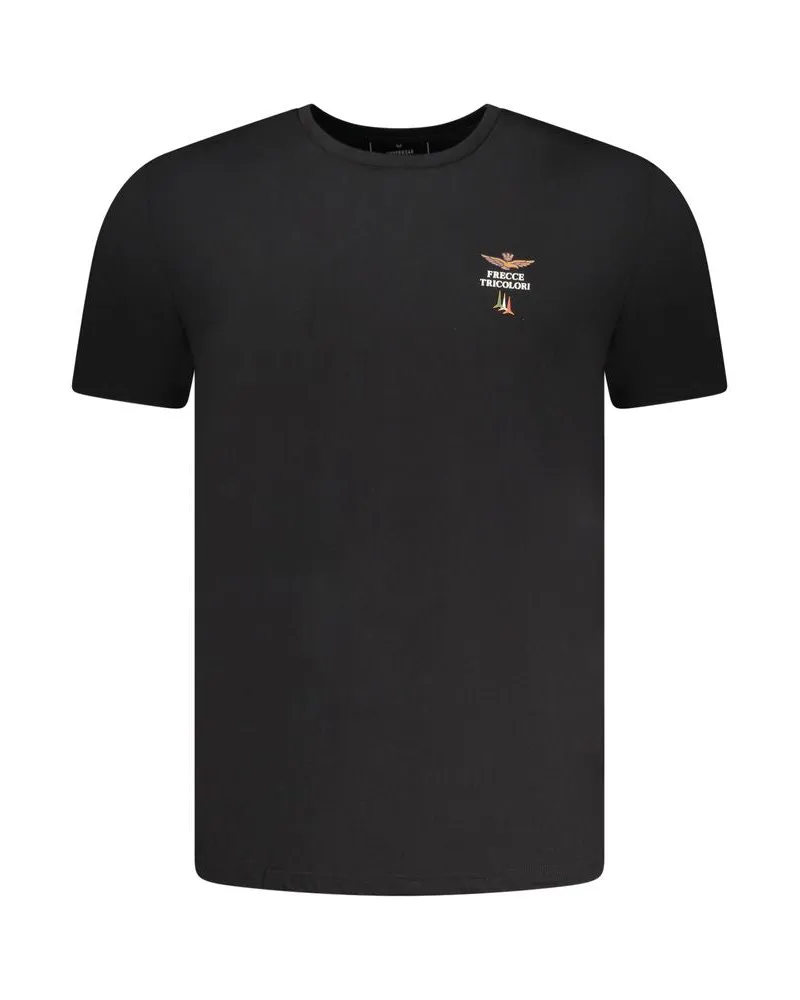 Aeronautica Militare Schwarzes Baumwolle Herren T-Shirt Schwarz