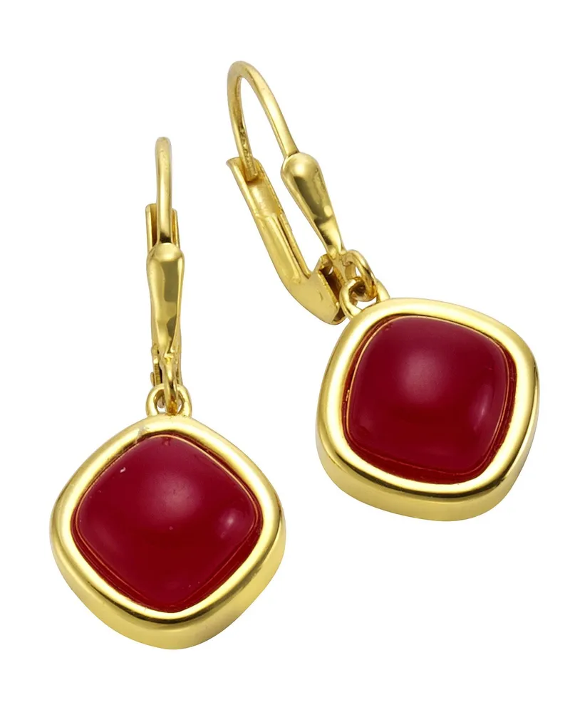 Jamelli Ohrringe aus 925er Silber, vergoldet, mit echtem Chalcedon - Gold Gold