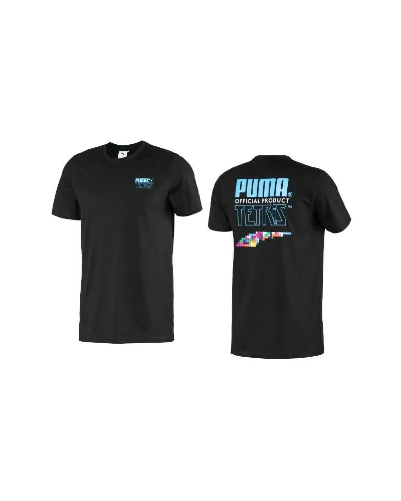 Puma x Tetris Kurzarm T-Shirt T-Shirt Top Black Herren 597138 01 Schwarz