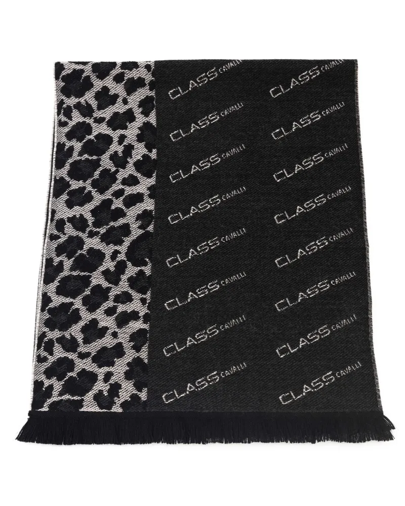 Roberto Cavalli Herren Schwarz Wolle Schal Schwarz