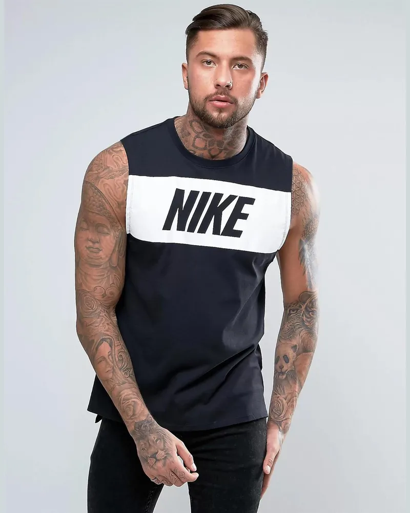 Nike Herren Retro Logo Weste In Schwarz Schwarz