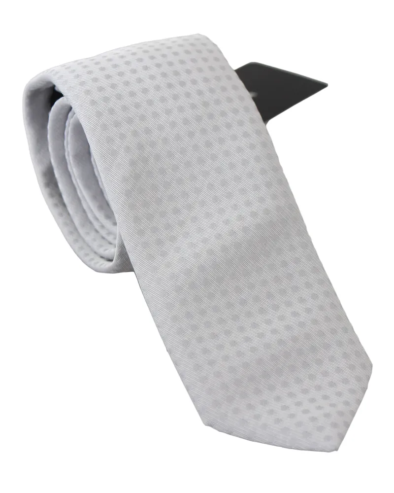 Dolce & Gabbana White Patterned Classic Mens Slim Necktie Tie (cravate Mehrfarbig