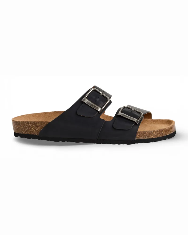 Tamaris Herren-Sandalen aus schwarzem Leder mit Fußbett Schwarz