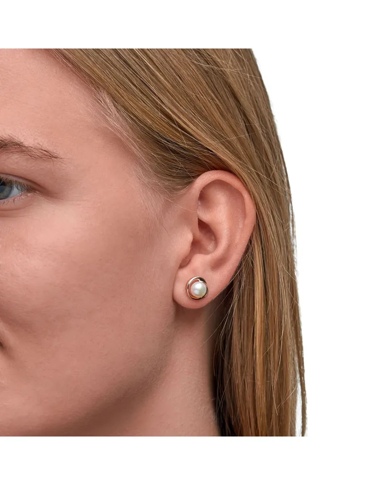 ZEEme Pearls Ohrringe Silber 925 rosé-vergoldet mit weißer Perle 6mm Roségold