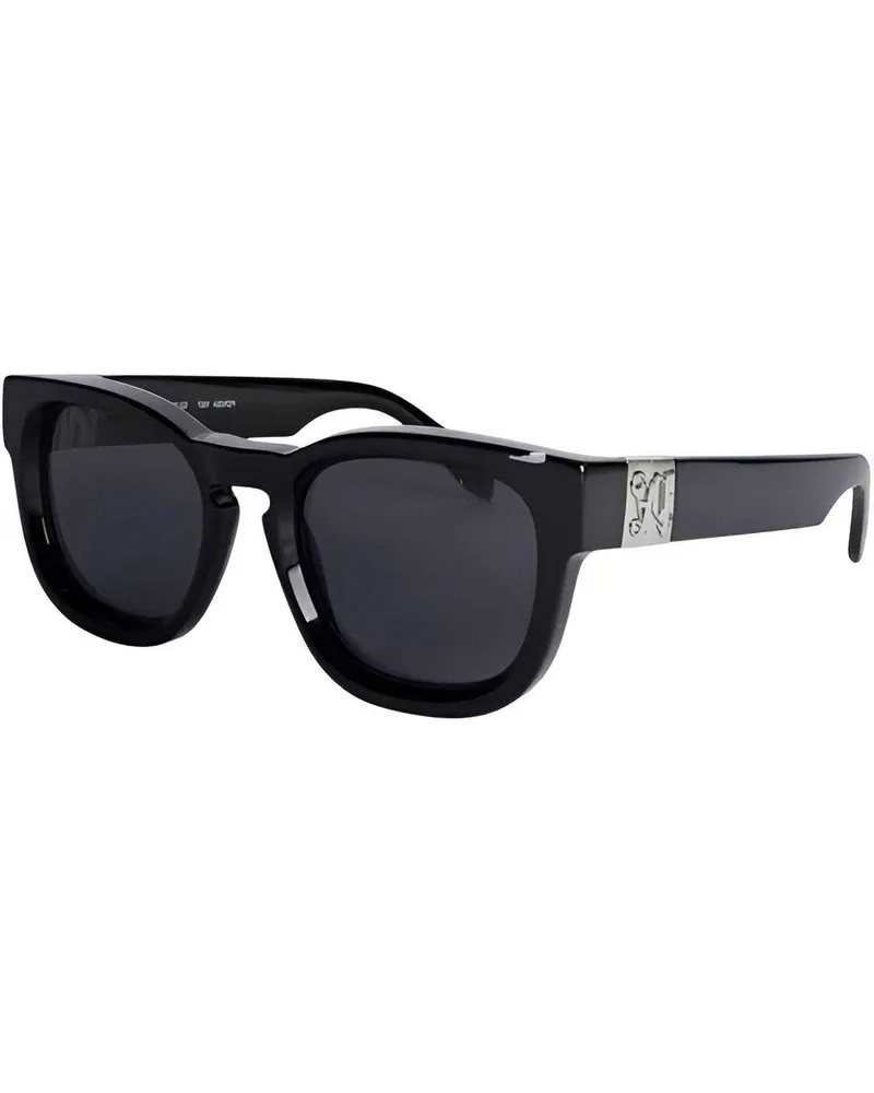 Palm Angels Rechteck-Sonnenbrille für Herren, Kunststoff, Metall (Schwarz/Dunkelgrau Schwarz