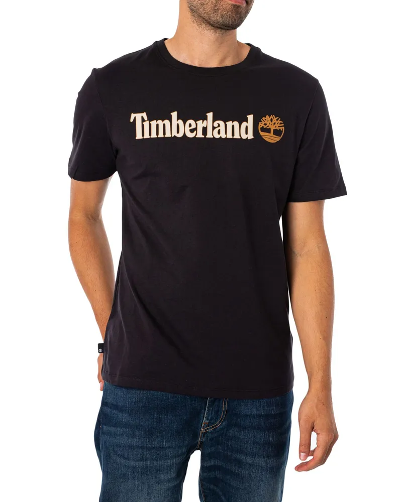 Timberland T-Shirt Mit Linearem Logo, Schwarz Schwarz