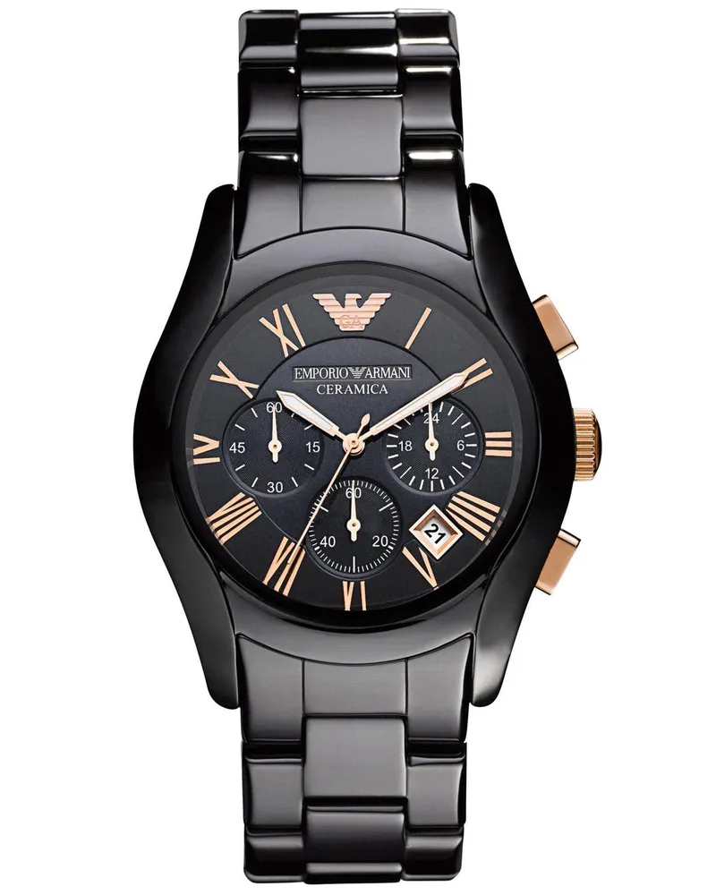 Emporio Armani Herren-Keramik-Chronographenuhr AR1410 Schwarz