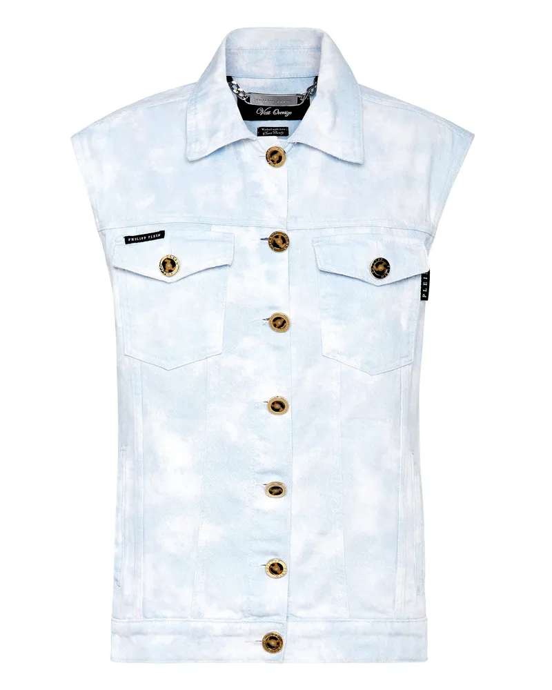 Philipp Plein Denim Vest Oversize Blau