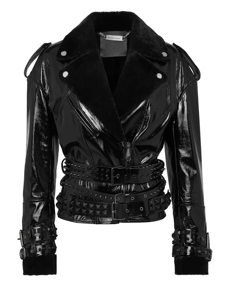 Philipp Plein Lederjacke Schwarz