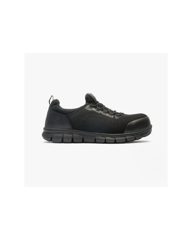 Skechers SYNERGY OMAT Herren Slipper Sicherheitsschuhe mit Zehenschutz Schwarz Schwarz