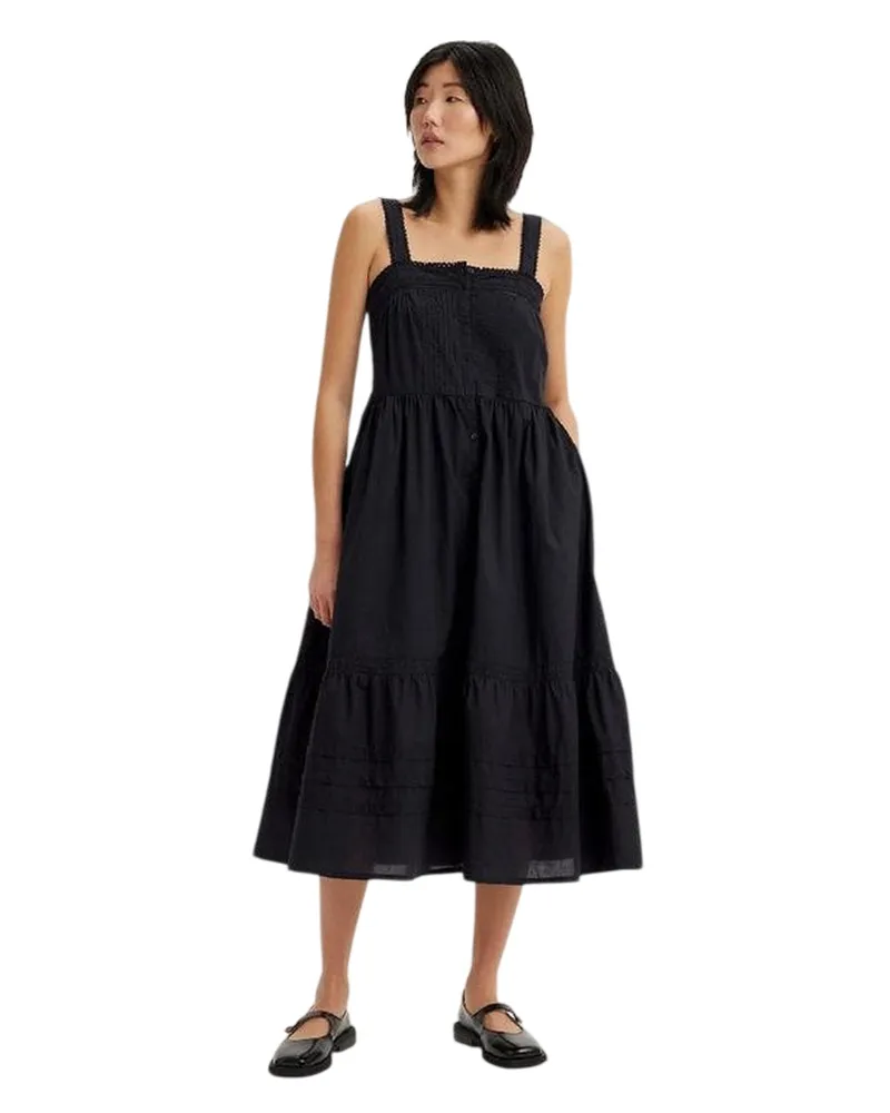 Levi's Midikleid für Damen, Eckiger Ausschnitt, Ärmellos (Kaviar Schwarz