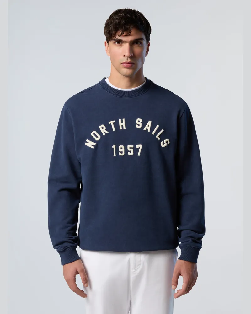 North Sails Kapuzenpullover Hoodie mit gesticktem Schriftzug Blau