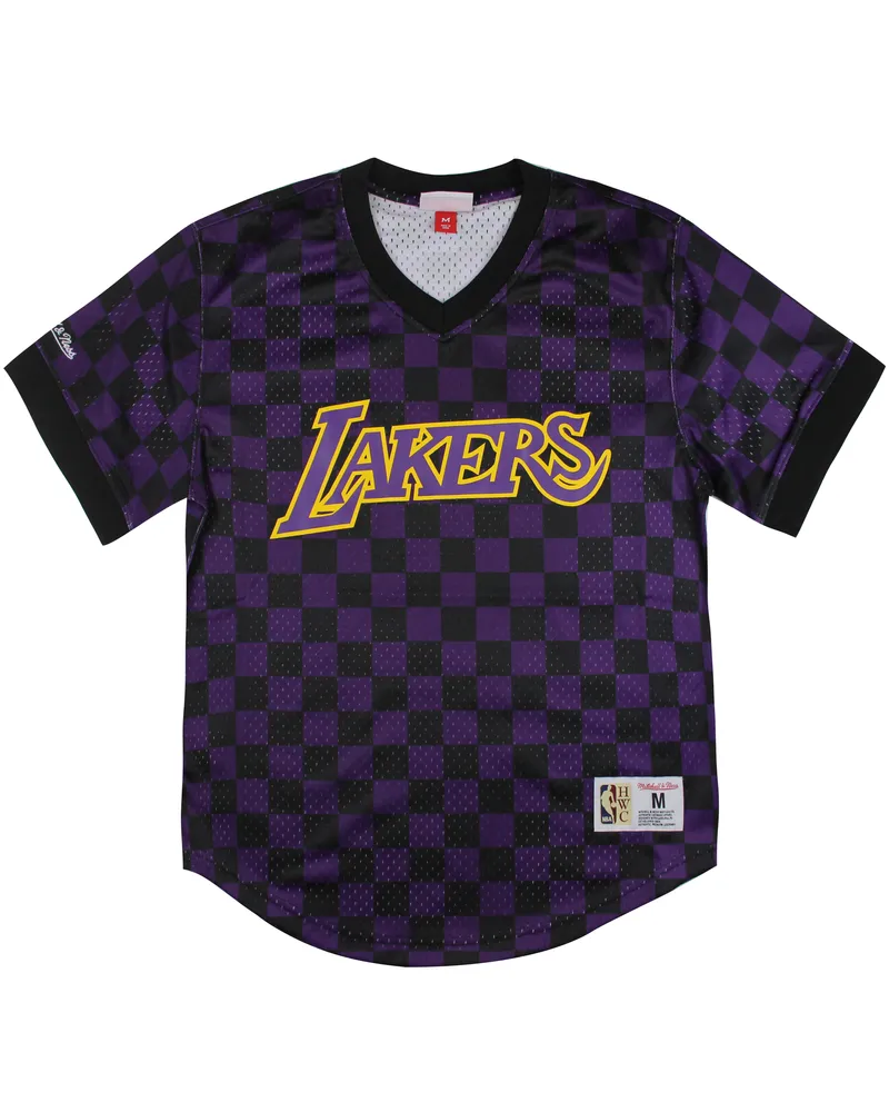 Mitchell & Ness NBA La Lakers Wordmark Mesh Mens T-Shirt Lila