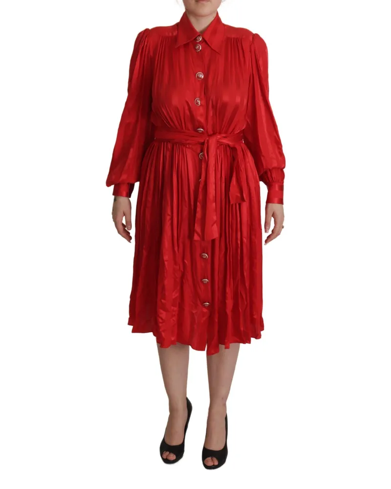 Dolce & Gabbana Dolce Gabbana Rotes Seiden-Midi-Kleid Rot