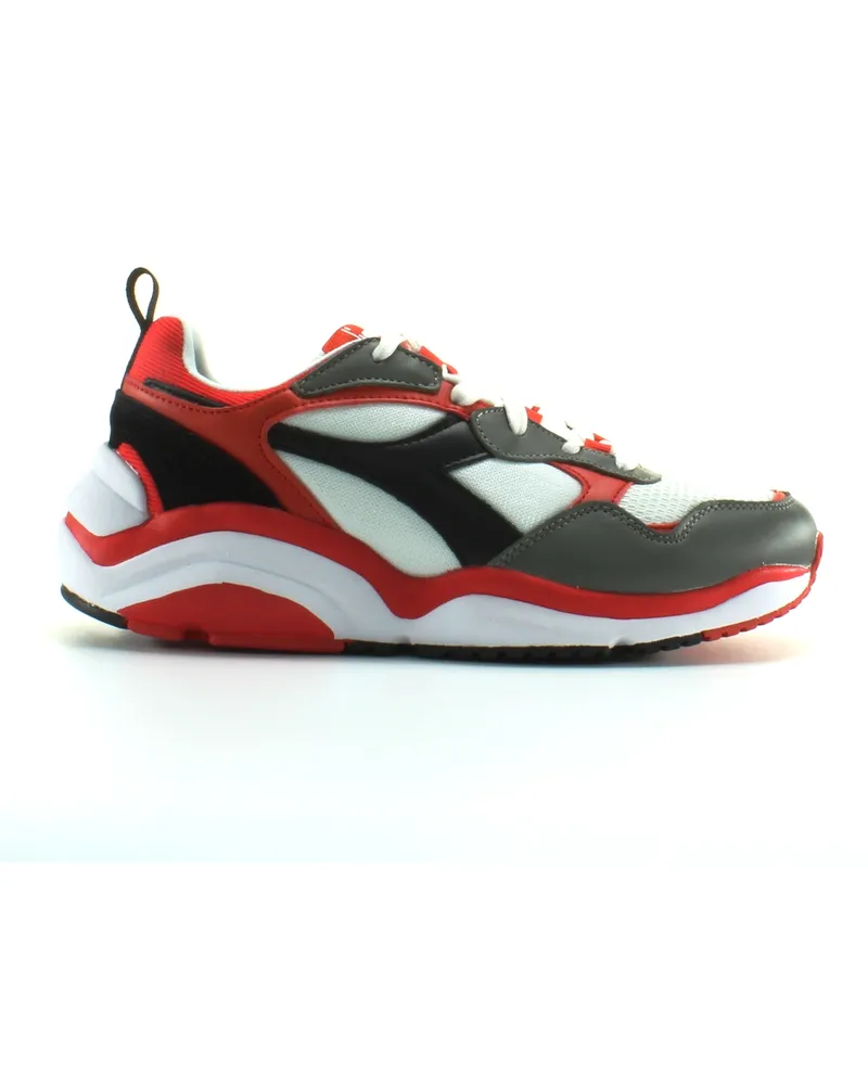 Diadora Whiz Run Herren Weiße/rote Trainer Schwarz