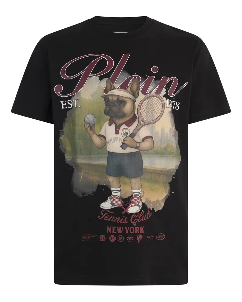 Philipp Plein T-Shirt mit Rundhals 'New York Tennis' - Schwarz Schwarz