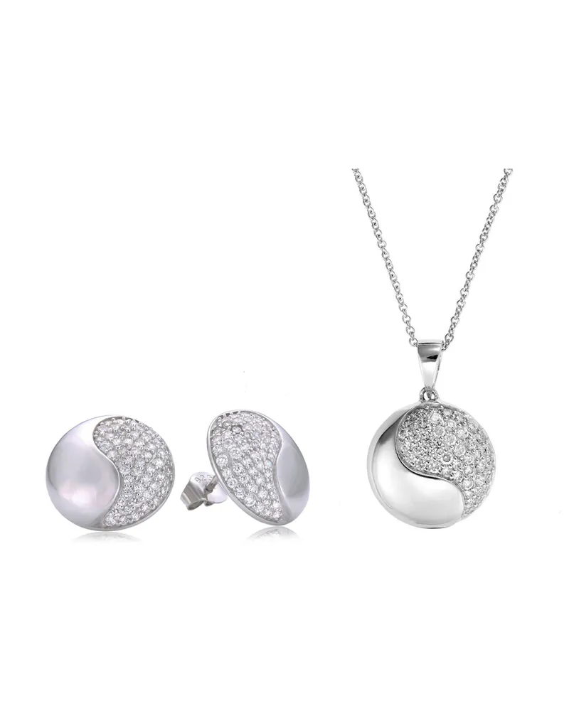 Orphelia Damen 925 Sterling Silber Set: Kettenanhänger + Ohrringe - Silber SET-5968 Silber