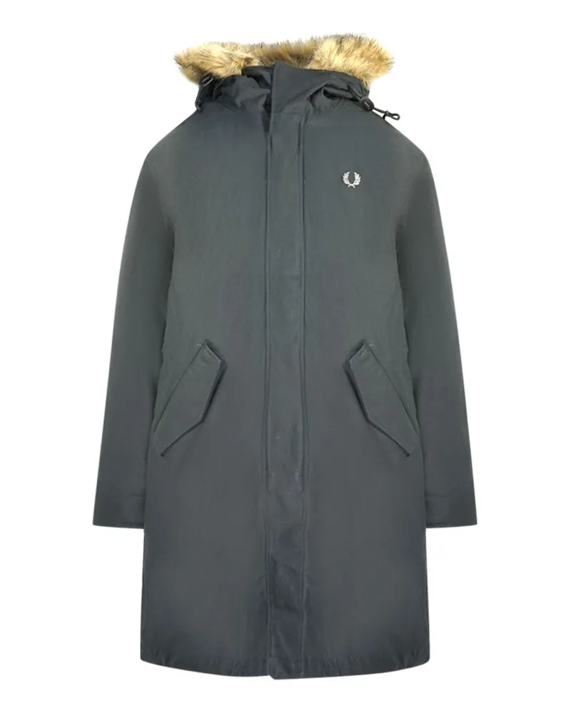 Fred Perry Schwarze Parkajacke Mit Kapuze Schwarz