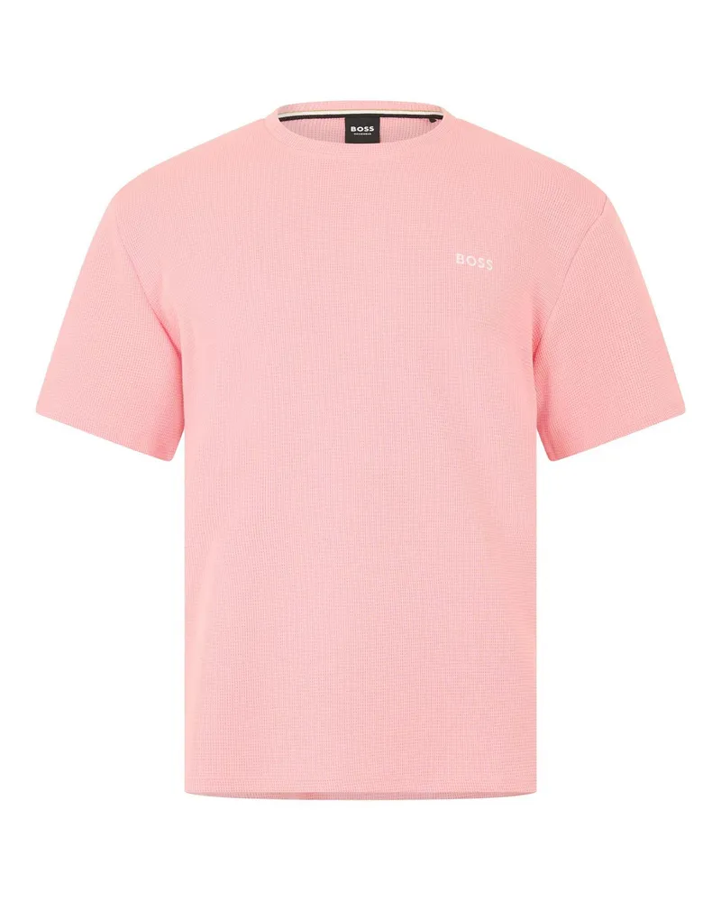 HUGO BOSS Schlafanzug-Oberteil für Herren, Strukturiert, Waffelstrick (Pink Rosa