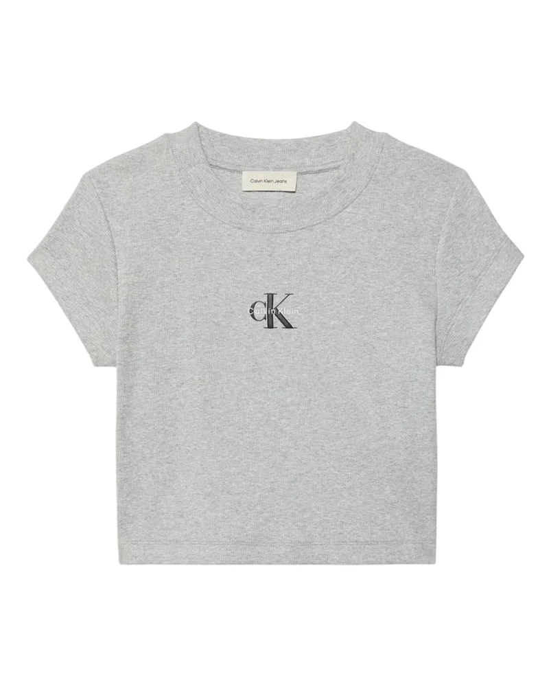 Calvin Klein Kurzes Top für Damen, gerippt (Grauheide Grau