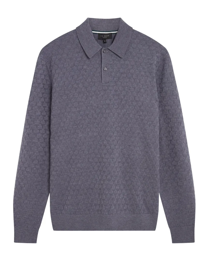 Ted Baker Morar T Stitch Strick-poloshirt In Mittelblau Grau
