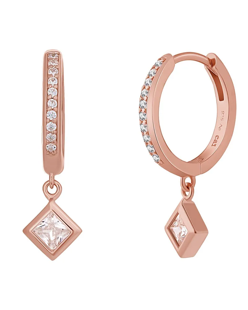 cai Creole 925 Sterling Silber rosé vergoldet Zirkonia Raute Roségold