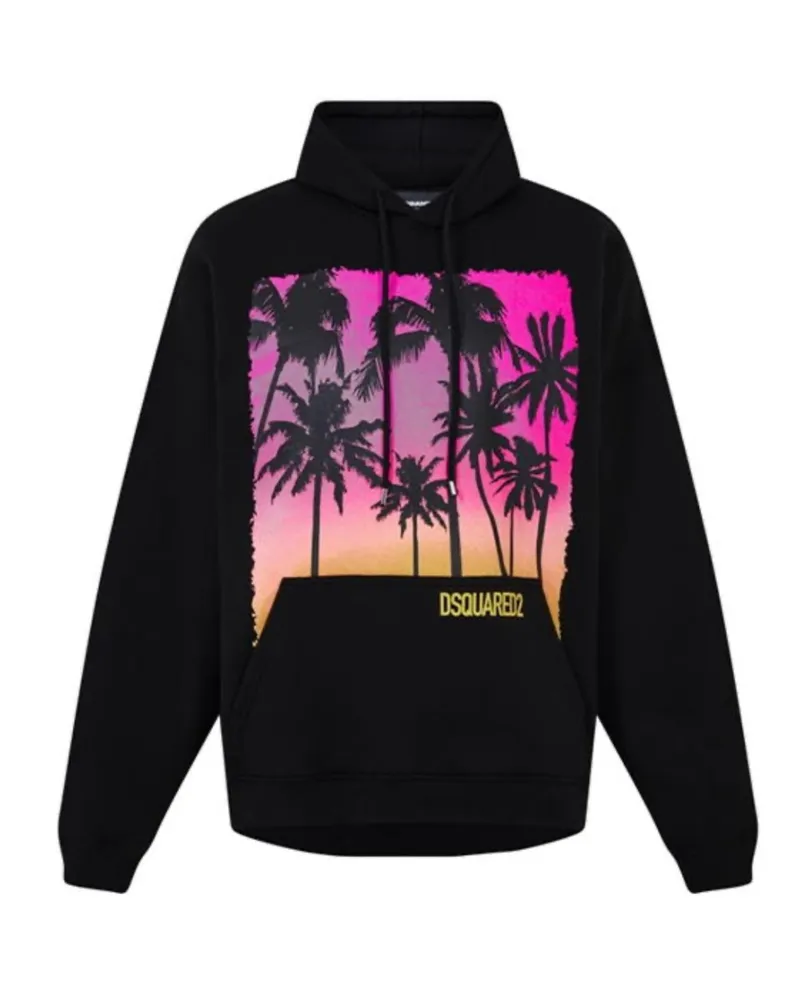 Dsquared2 Sonnenaufgang Design Herca Fit Schwarz Hoodie Schwarz