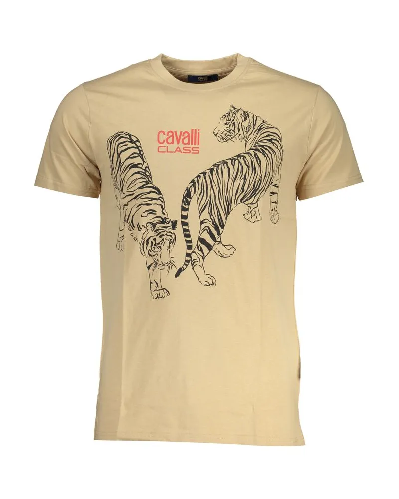 Roberto Cavalli Tiger Grafik T-Shirt Lässiger Stil Beige