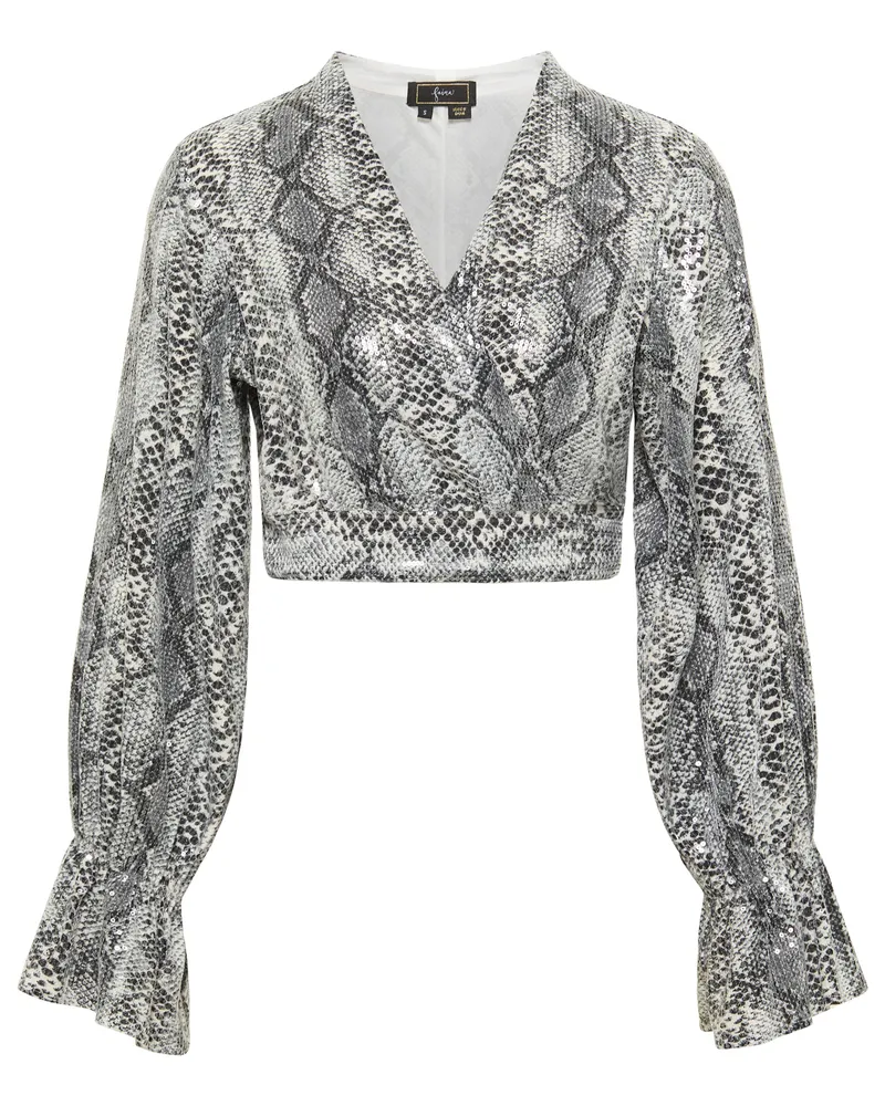 FAINA Blouse portefeuille avec paillettes naemi Grau