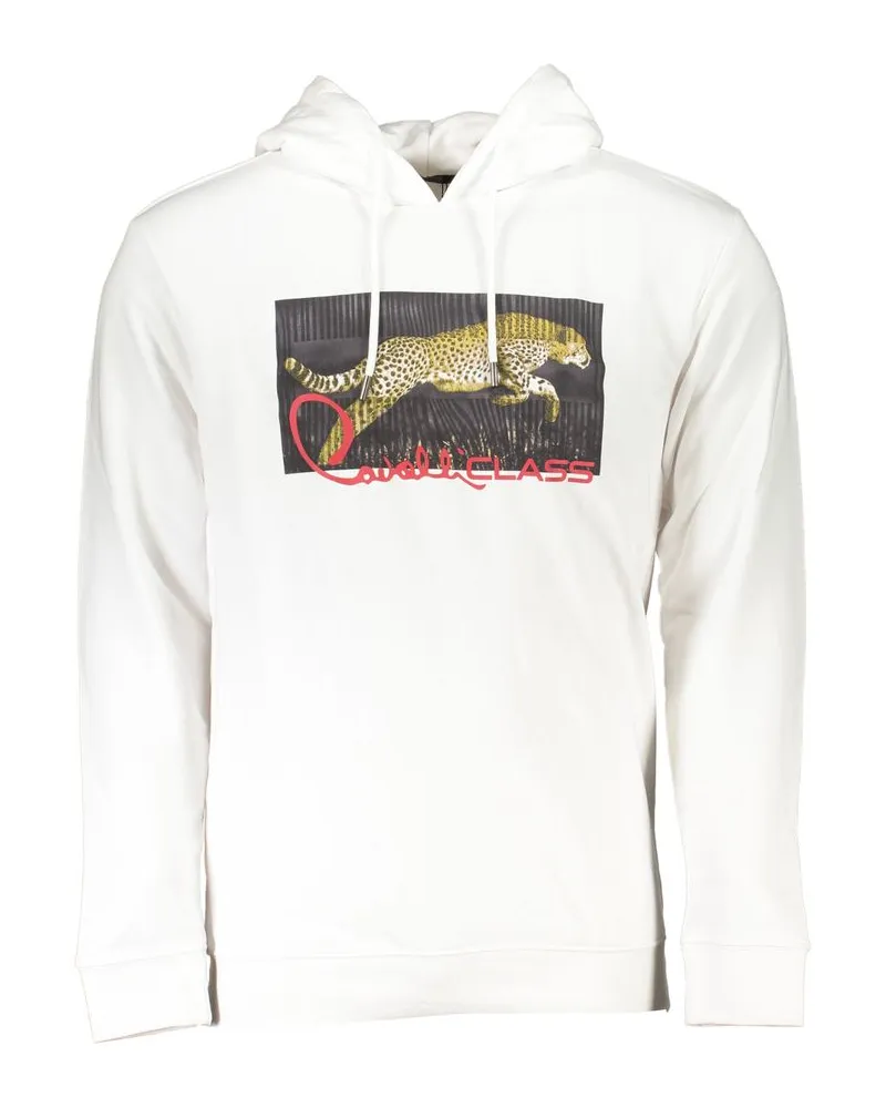 Roberto Cavalli Hoodie mit Gepardmotiv, lässiger Schnitt - Weiß Weiß