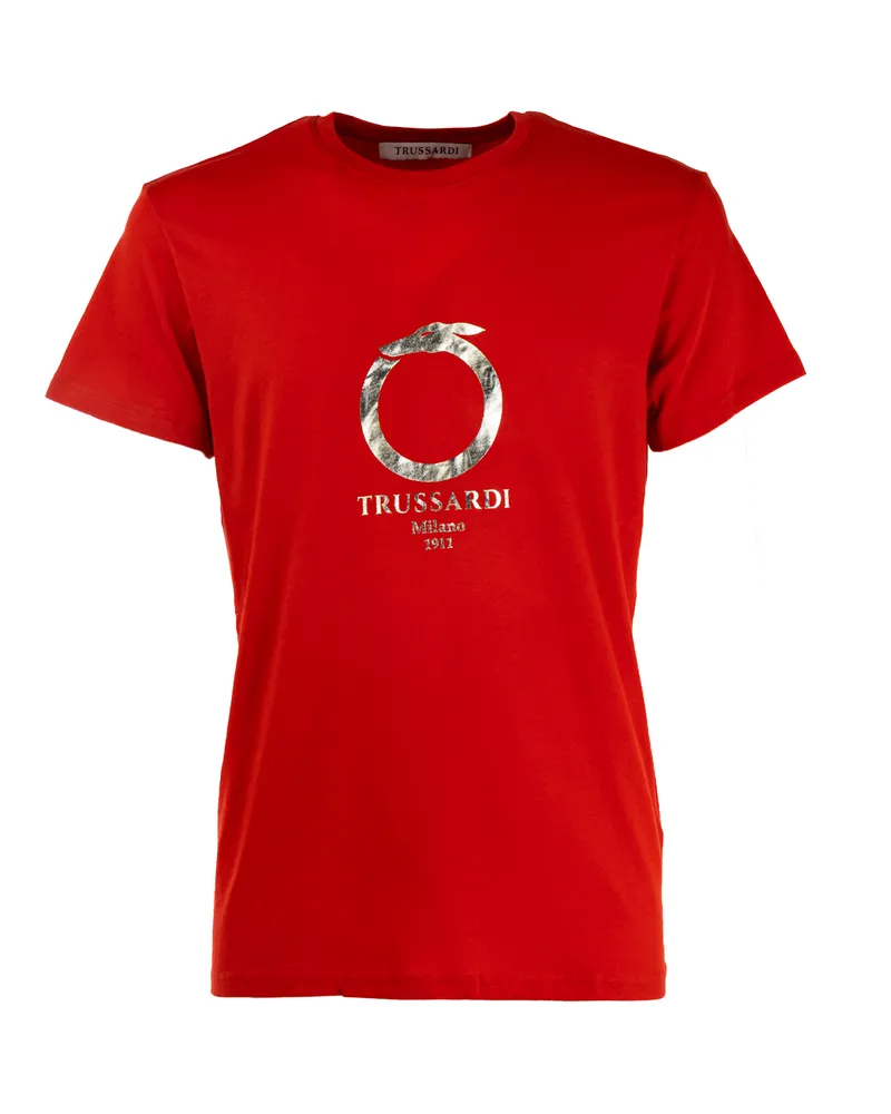 Trussardi EFFEN HERREN T-SHIRT MIT KURZEN ÄRMELN UND RUNDER HALSAUSSCHNIT MIT LOGOPRINT Rot