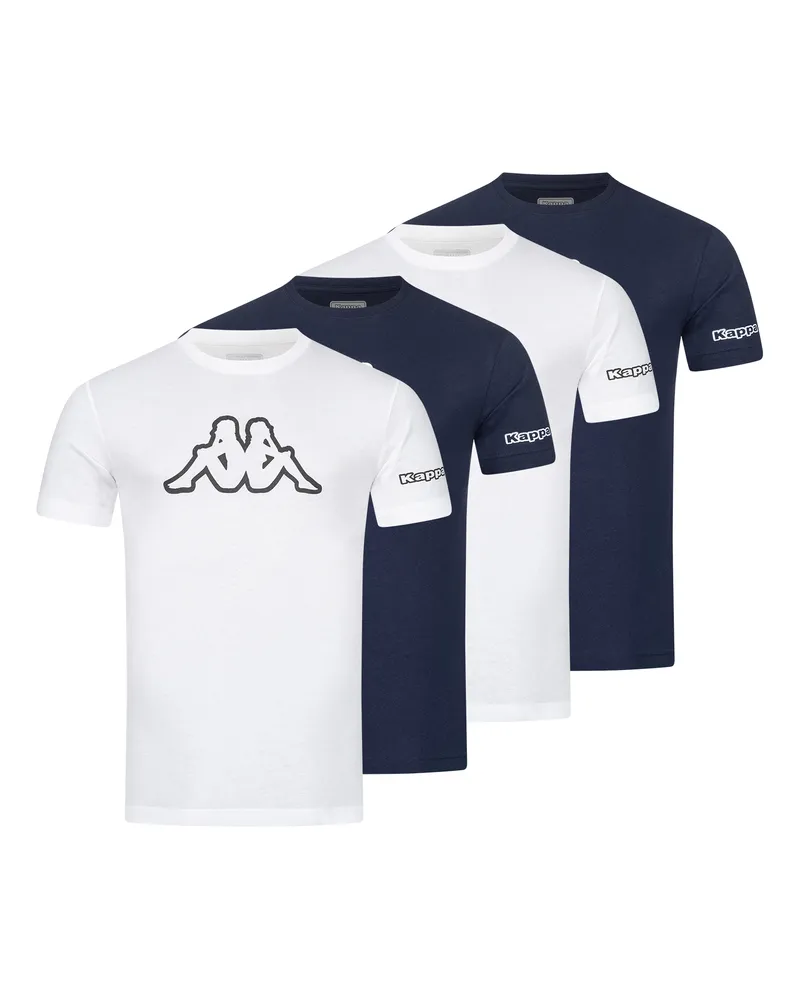 Kappa 4er Set T-Shirt LOGO in Blau/Weiß Blau