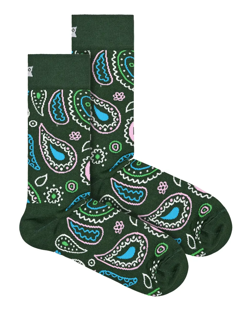 Happy Socks Glückliche Socken - Neuheit Paisley Design Socken | Großes Geschenk - Paisley Grün