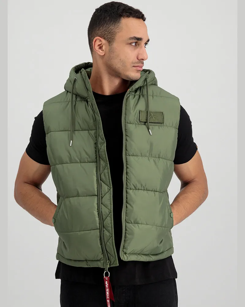 Alpha Industries Kapuzen-Steppweste FD Grün Salbeigrün