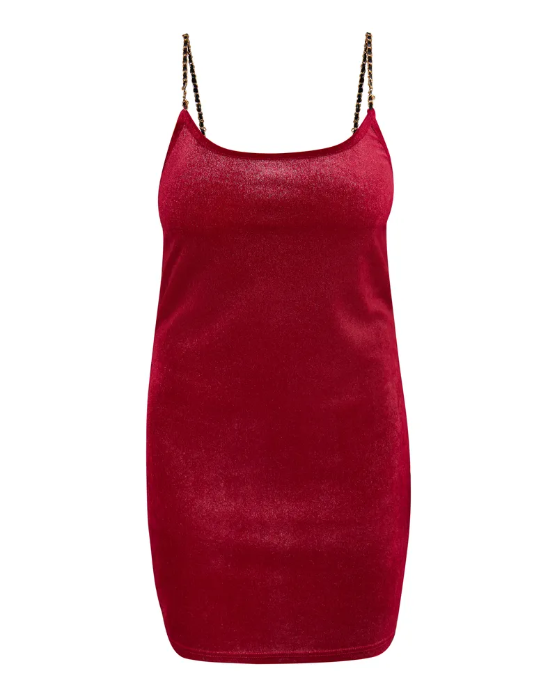 FAINA Glitzerndes Mini-Samtkleid Damen weinrot Weinrot