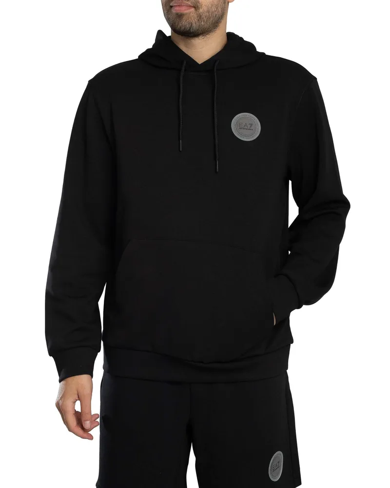 EA7 Pullover-Hoodie Mit Logo-Patch, Schwarz Schwarz