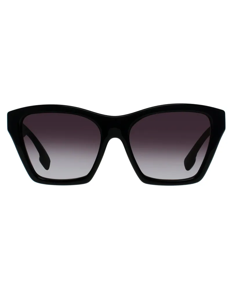 Burberry Sonnenbrille mit dunkelgrauen Gläsern und schwarzer Struktur Schwarz