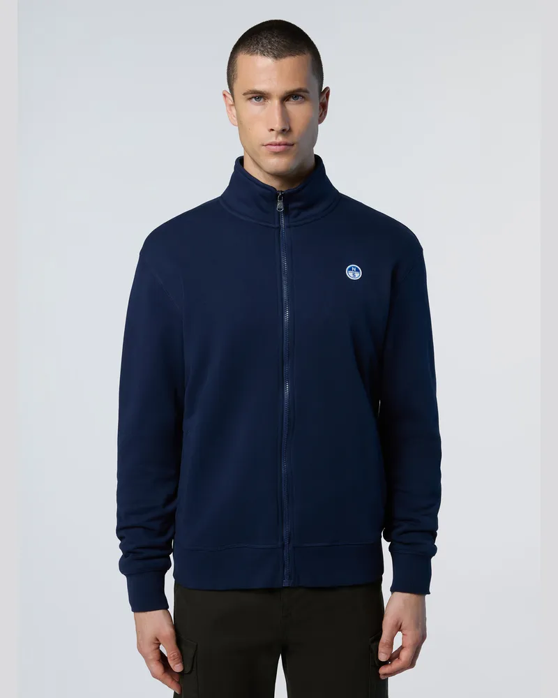 North Sails Sweatshirt Durchgehender Reißverschluss mit Logo-Patch Marineblau