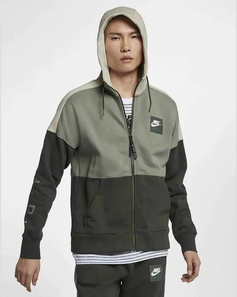 Nike Air Fleece Herren Full Zip Hoodie Olivgrün Grün