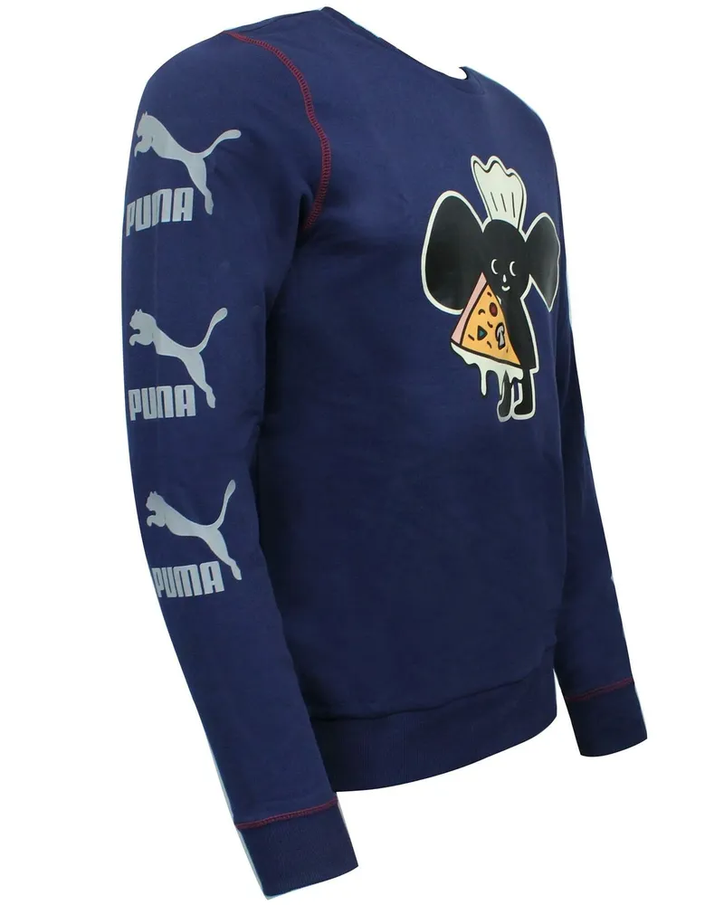Puma x Tyakasha Herren Crew Sweatshirt Grafikdruckspiegel Marine 578422 06 Marineblau