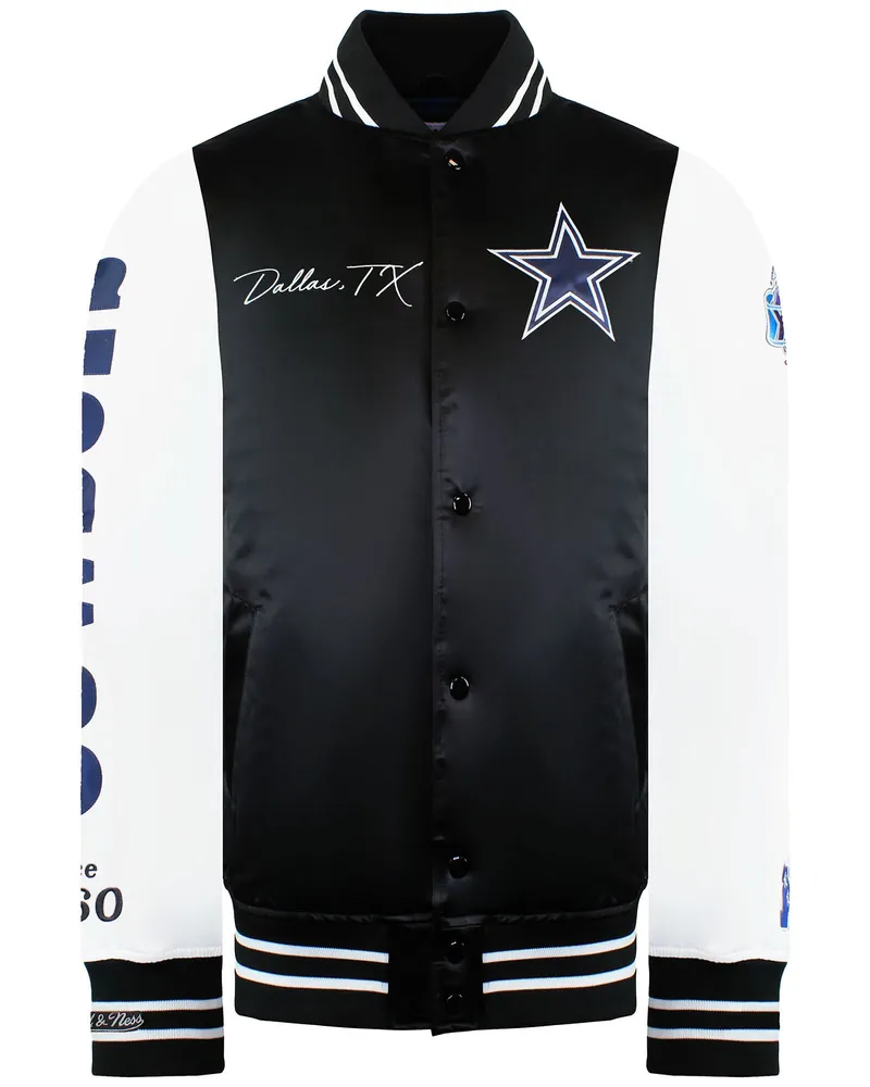 Mitchell & Ness NFL Dallas Cowboys Herren Satin Bomberjacke Schwarz
