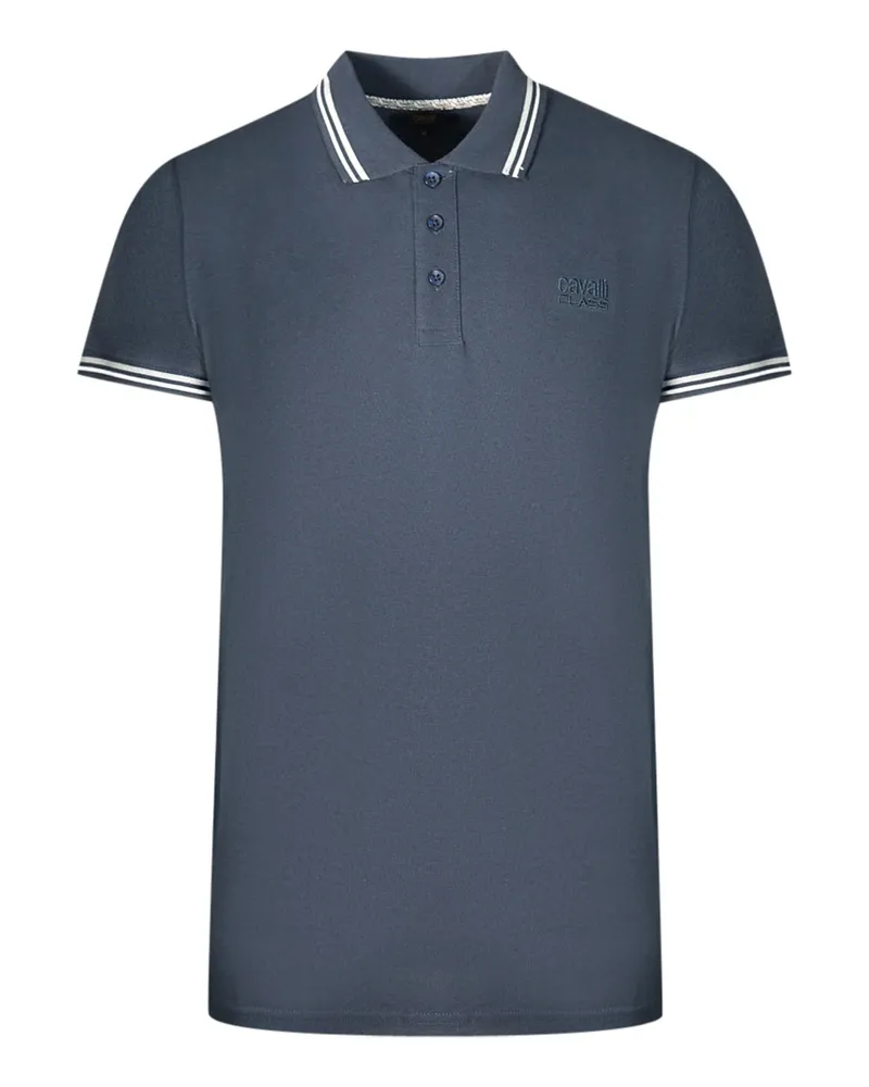 Roberto Cavalli Polo-Shirt mit Zwillingsbesatzkragen in Marineblau Blau