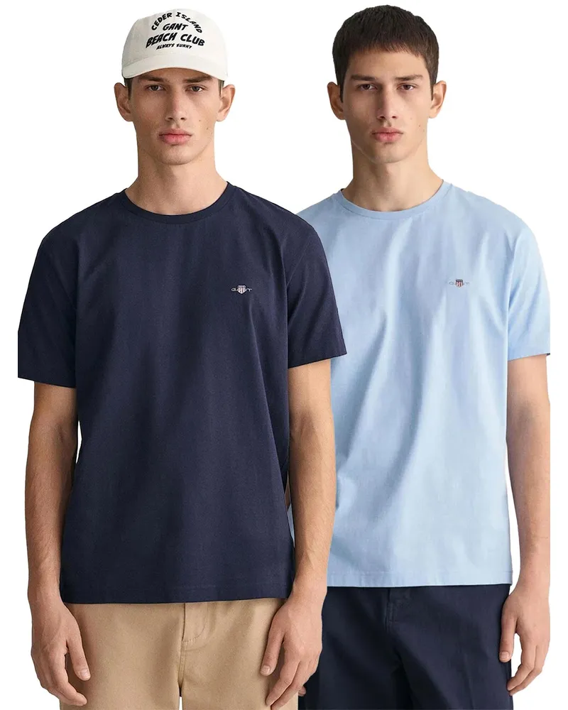 Gant 2er-Pack Herren Rundhals Shield T-Shirt Mehrfarbig