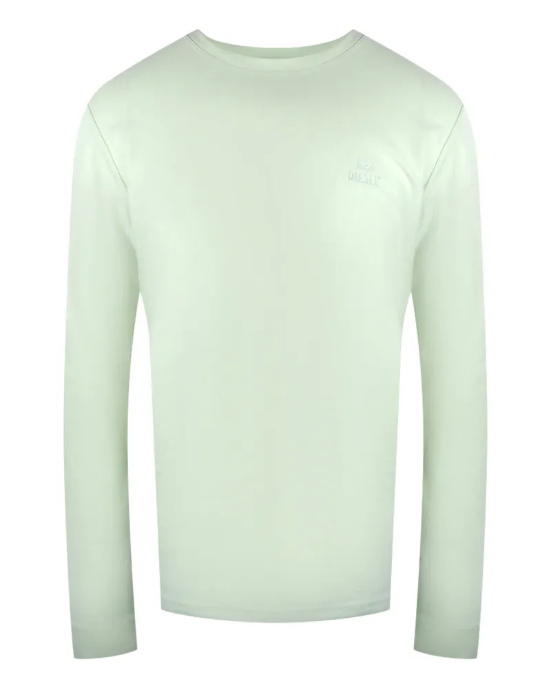 Diesel Langärmliges T-shirt In Creme Mit Einfarbigem Logo Weiß