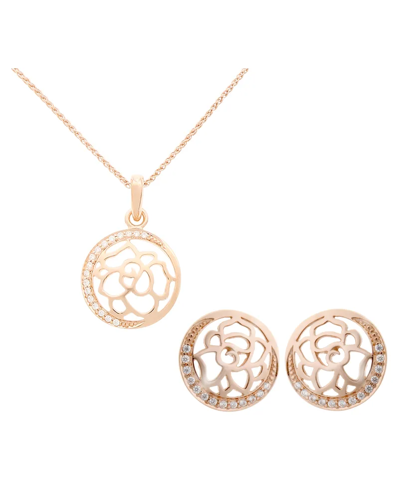 Orphelia Blair' Damen 925 Sterling Silber Set: Kettenanhänger + Ohrringe - Rosé SET-7089/1 Rosé