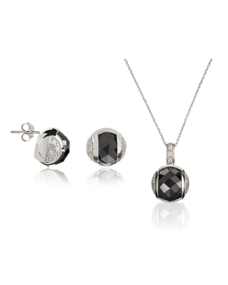 Orphelia Damen 925 Sterling Silber Set: Kettenanhänger + Ohrringe - Silber SET-5912 Silber