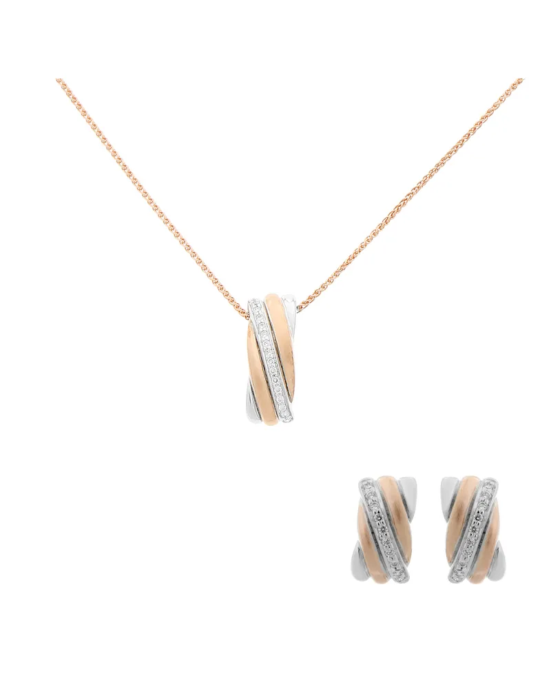 Orphelia Joline' Damen 925 Sterling Silber Set: Kettenanhänger + Ohrringe - Silber/Rosé SET-7118 Silber
