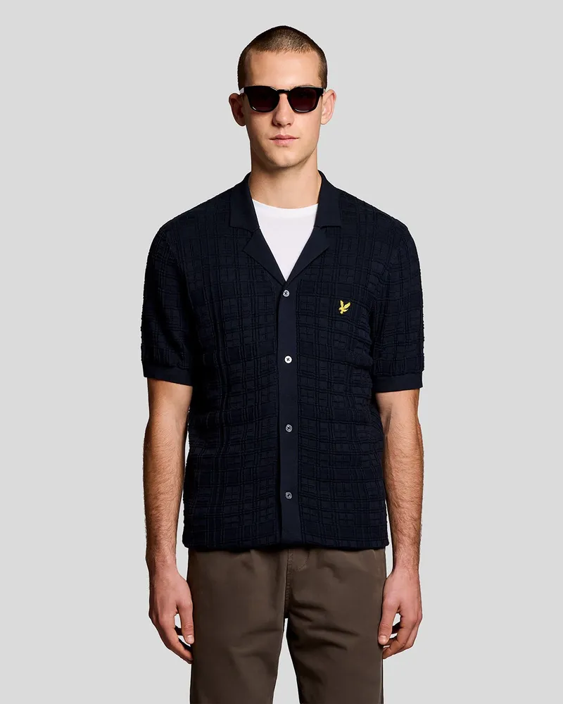 Lyle & Scott Revere-Kragen Gestricktes Resorthemd Marineblau